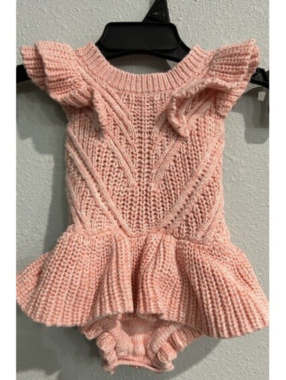 Nicole Miller Crochet Ballerina Bodysuit 0–3M Dusty Pink & Creamy white